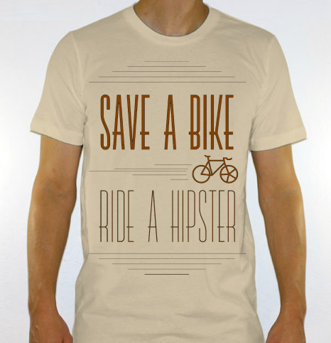 T-shirt med tryck | Save a bike — ride a hipster